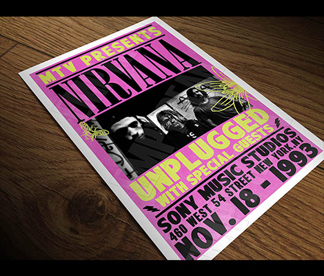 Nirvana Unplugged Poster - Concept Art Print - Free Shipping